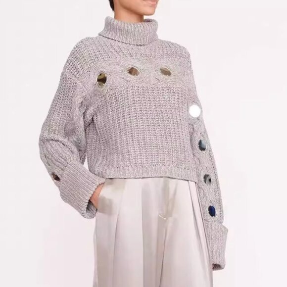 STAUD Vernacular Sweater XS/M Mirrored Heather Grey Knit Causal - Picture 5 of 8